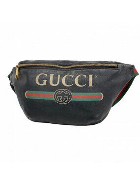 Gucci Waist Bag Leather Black Gold